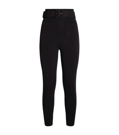 Shop Self-portrait High-waist Knitted Sweatpants In Black