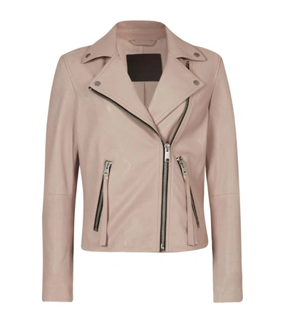 Shop Allsaints Leather Dalby Biker Jacket In Pink