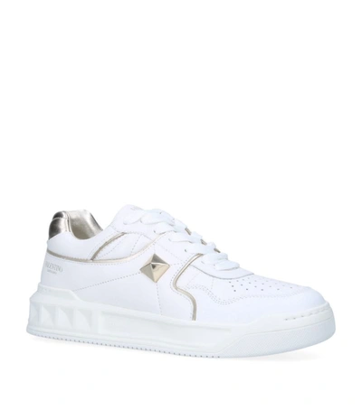 Shop Valentino Leather One Stud Sneakers In White