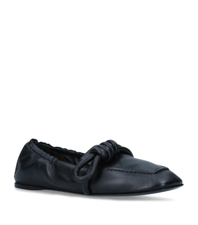 Shop Loewe Leather Flamenco Slippers In Black