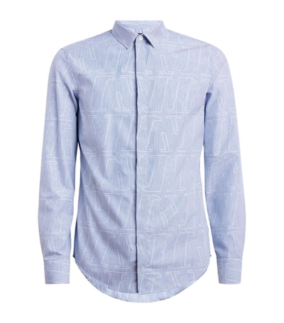 Shop Emporio Armani All-over Logo Shirt In Blue