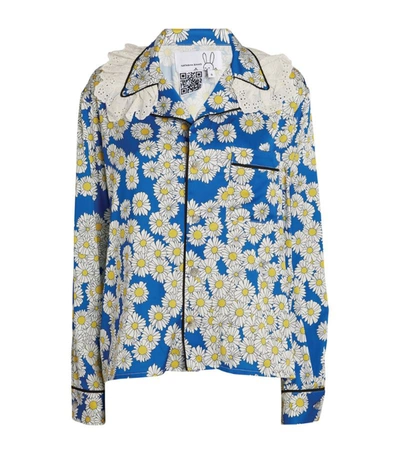 Shop Natasha Zinko Daisy Print Pyjama Top In Blue