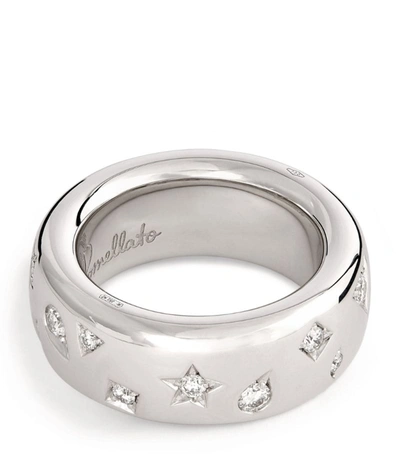 Shop Pomellato Rhodium-plated White Gold And Diamond Small Iconica Ring