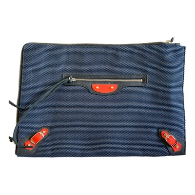 BALENCIAGA Pre-owned Envelop Cloth Clutch Bag In Blue