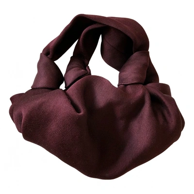 Pre-owned The Row Ascot Silk Handbag In Burgundy