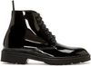 SAINT LAURENT Black Patent Leather Army Boots