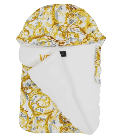 Shop Versace Baby Printed Bunting Bag In 白色