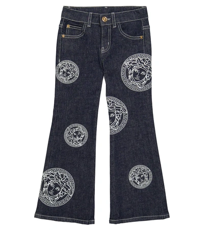 Shop Versace Medusa Amplified Flared Jeans In 蓝色