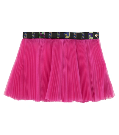 Shop Versace Pleated Organza Skirt In 粉红色