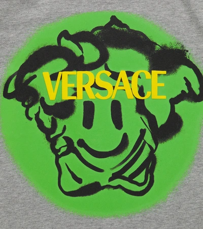 Shop Versace Medusa Emoji Printed Cotton Jersey T-shirt In 灰色