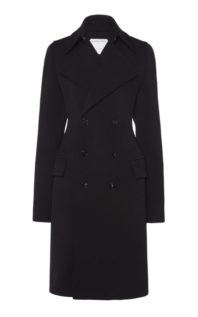 Shop Bottega Veneta Women's Double-breasted Calvary Wool Coat In Black