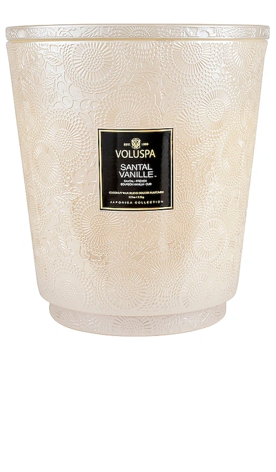 Voluspa Santal Vanille Hearth Embossed Glass 5-wick Glass Candle With Lid 123 Oz. In Santal Vanille