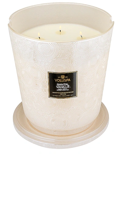 Voluspa Santal Vanille Hearth Embossed Glass 5-wick Glass Candle With Lid 123 Oz. In Santal Vanille