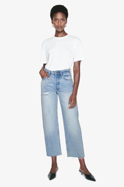 Anine Bing Gavin Blue Reservoir High Waist Distressed Nonstretch Ankle Jeans In Blue
