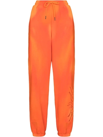 Shop Daily Paper Lex Tie-dye Cotton Track Pants In Orange