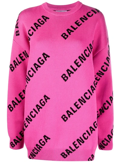 Balenciaga Logo-print Jumper In Pink |