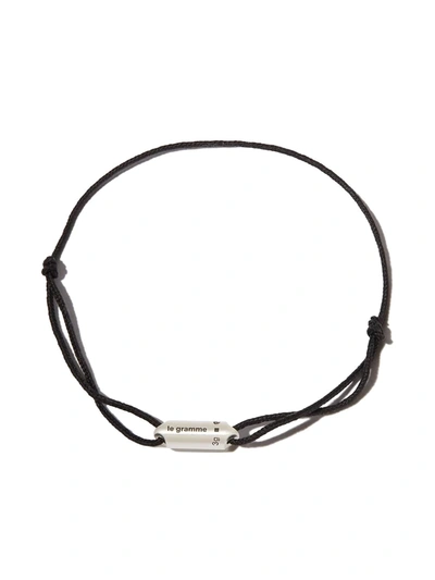 Le Gramme 3g Polished Sterling Silver Black Cord Bracelet Segment In Silver