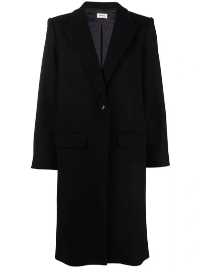 Shop Zadig & Voltaire Peak-lapels Single-breasted Coat In Black