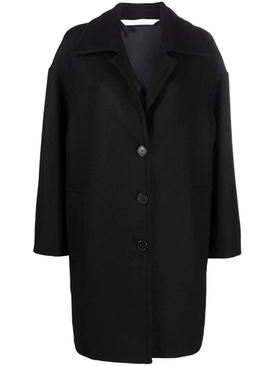 Palm Angels Logo-print Single-breasted Coat In Schwarz