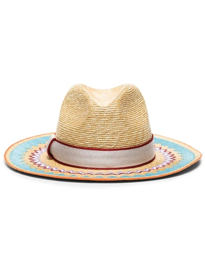 EMBROIDERED STRAW TRILBY HAT