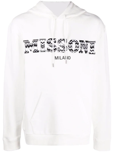 Shop Missoni Logo-print Hoodie In Weiss
