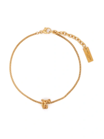 Shop Saint Laurent Ysl Twist Bracelet In Gold