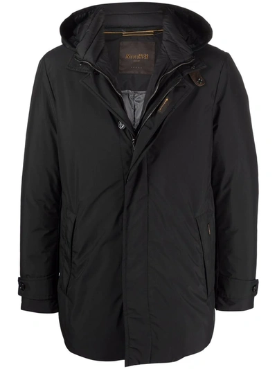 Shop Moorer Double-layer Hooded Coat In Schwarz