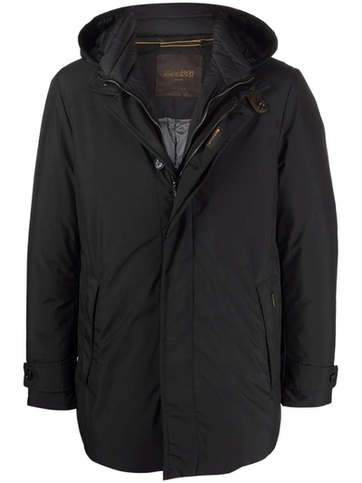 Moorer Double-layer Hooded Coat In Schwarz