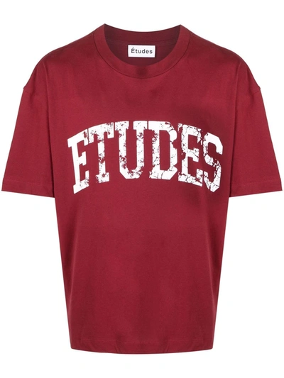 Shop Etudes Studio Logo-print Short-sleeved T-shirt In Rot