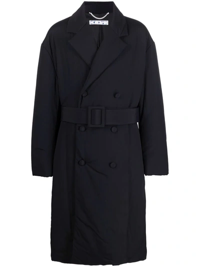 Shop Off-white Belted Trench Coat In Schwarz