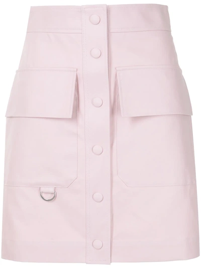 Shop Msgm Buttoned-up Fitted Mini Skirt In Rosa