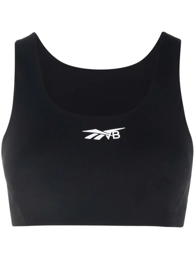 Shop Victoria Beckham Bonded Scoop-neck Sports Bra In Schwarz