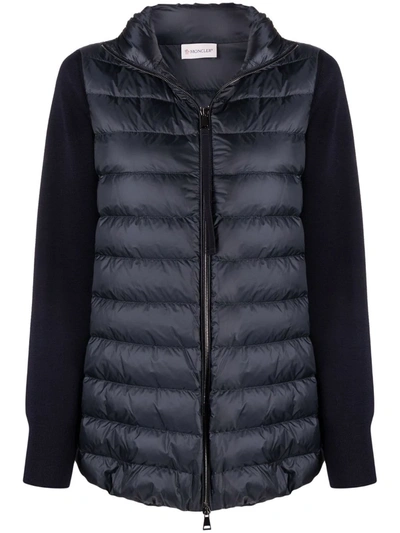 Shop Moncler Panelled Down Jacket In Blau