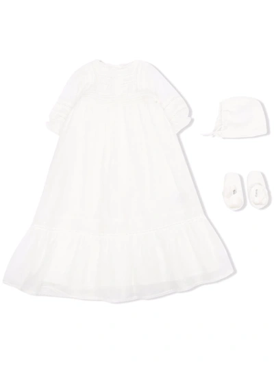 Shop Bonpoint Embroidered Ruffle-hem Dress Set In White