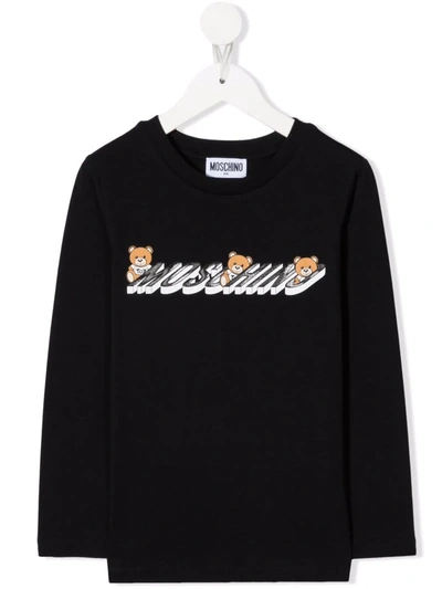 Shop Moschino Logo-print Long-sleeve T-shirt In Black