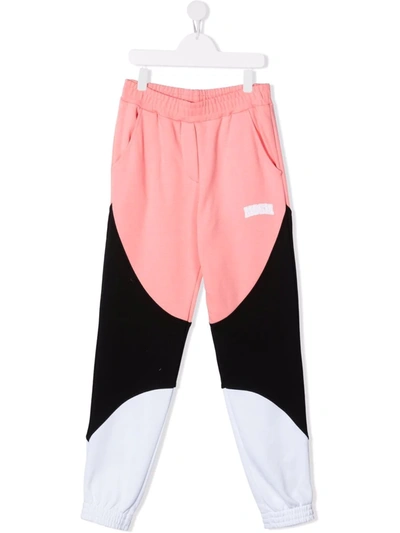 Shop Msgm Teen Colour-block Track Trousers In Pink