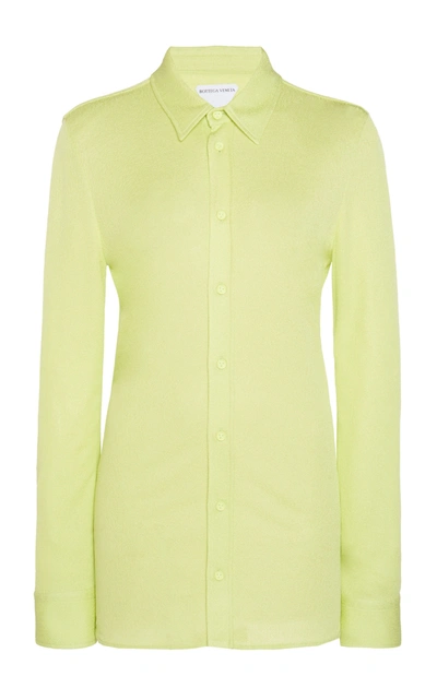 Shop Bottega Veneta Collared Jersey Sable Shirt In Green