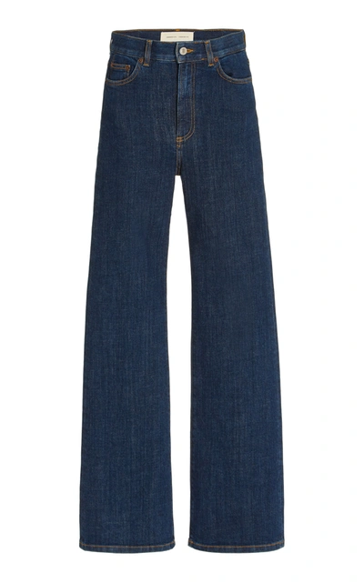 Shop Jeanerica Pyramid Stretch High-rise Flared-leg Jeans In Blue