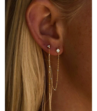 Shop Logan Hollowell Single Diamond Thread Through Twinkle Earring In Ylwgold