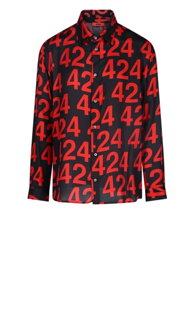 Shop 424 Logo Print Shirt In Red