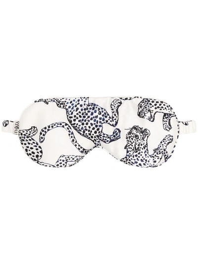 Shop Desmond & Dempsey Leopard Print Eye Mask In Weiss