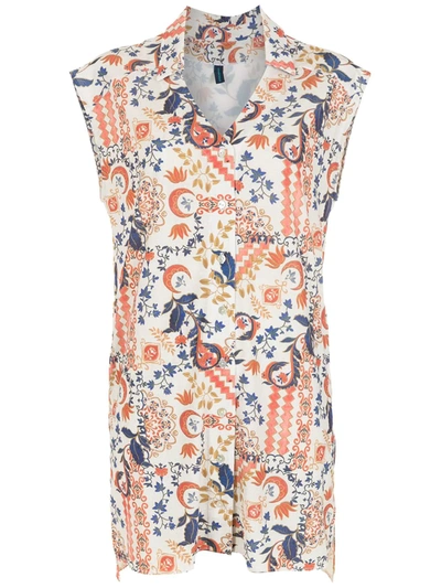 Shop Lygia & Nanny Floral Print Shirt Dress In Nude