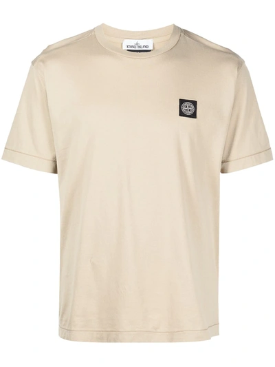 Stone Island Logo-patch Cotton T-shirt In Dove Grey | ModeSens