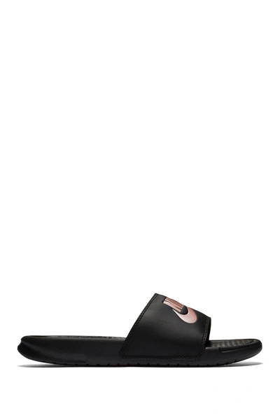 Shop Nike Benassi Slide Sandal In 007 Black/rosgld