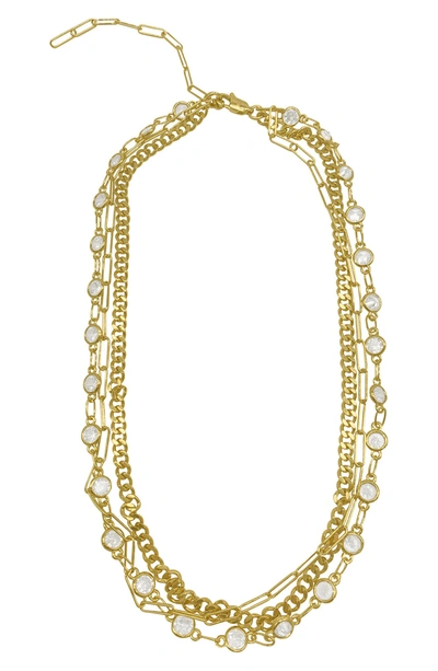 Shop Adornia Three Chain Necklace In Yellow