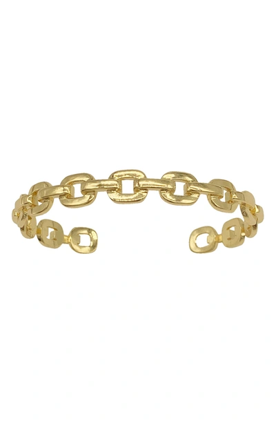 Shop Adornia Chain Link Cuff Bracelet In Yellow