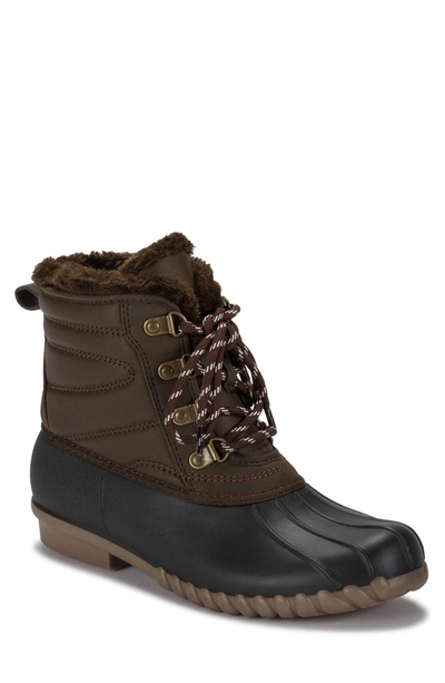 Baretraps Flynn Water Resistant Faux Fur Lined Duck Boot In Dark Brown