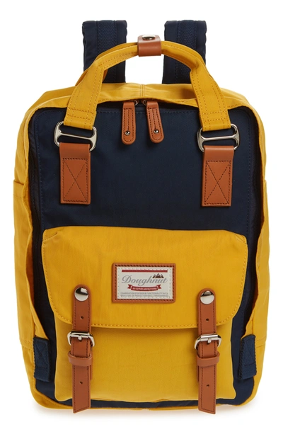 Shop Doughnut Macaroon Colorblock Backpack In Navy/ Mustard