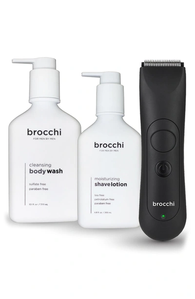 Shop Brocchi Waterproof Usb Electric Trimmer, Moisturizing Shave Lotion & Cleansing Body Wash Bundle In Black