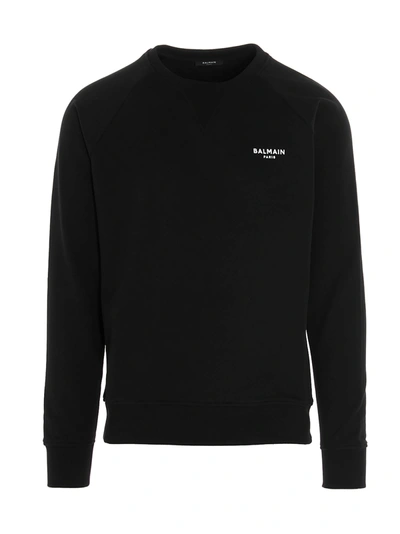 Shop Balmain Flock Sweatshirt In Black